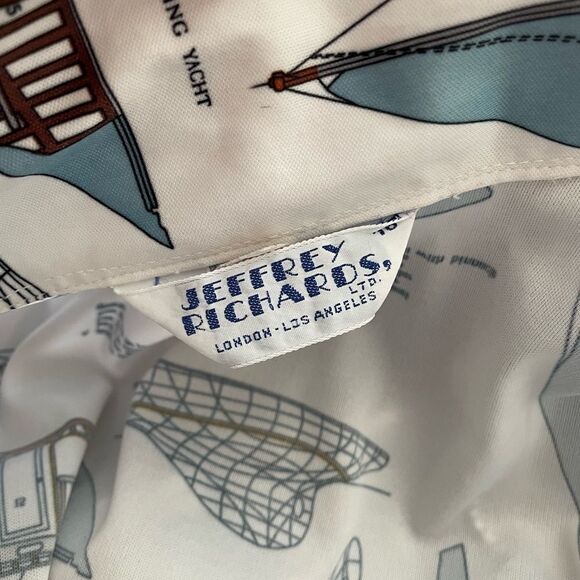 Vintage 70s Novelty Art‎ To Wear Boat Textbook Button Down Shirt Dagger Collar M - Picture 7 of 7